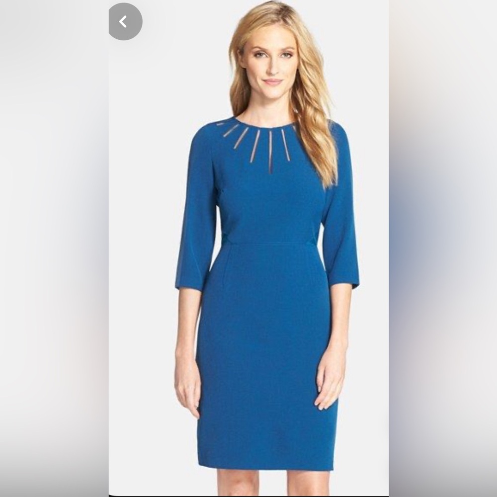 Mesh Insert Crepe Sheath Dress